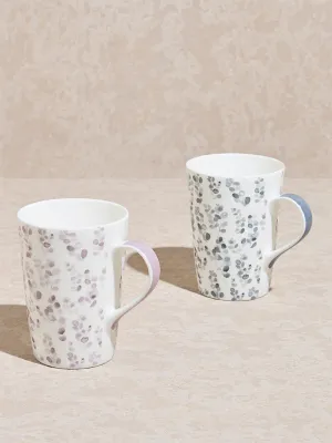 Westside Home Multicolour Clover Printed Mugs  (Set of 2)