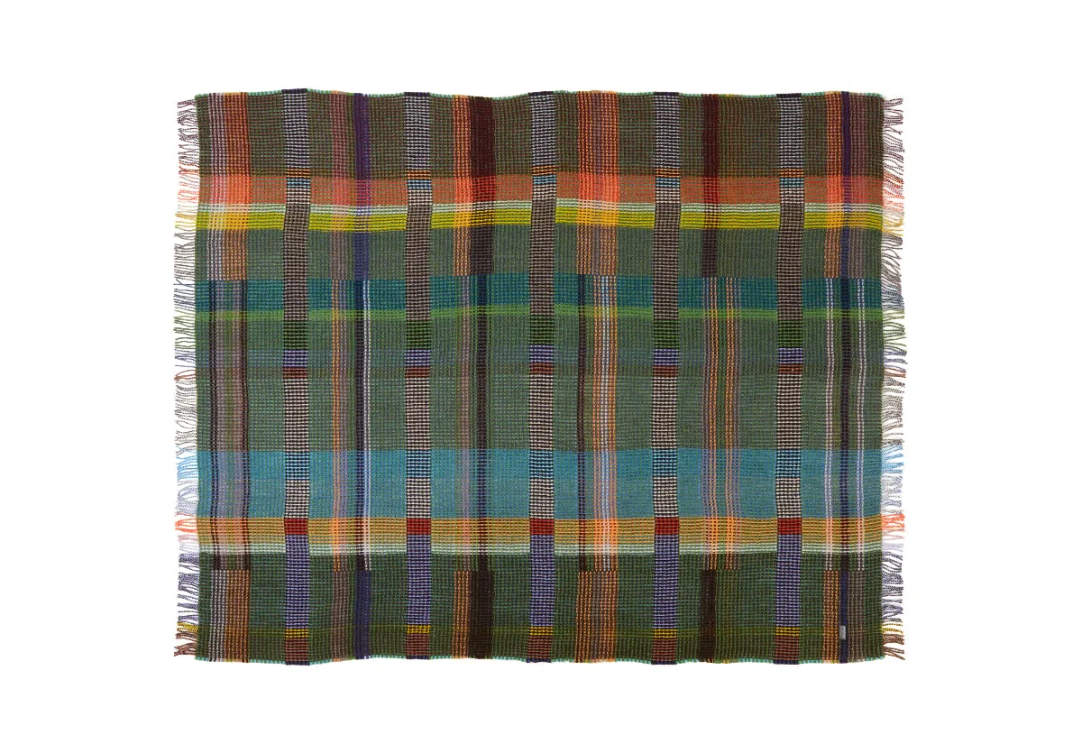 Wilding' Turquoise/Green 100% Merino Lambswool Honeycomb Throw
