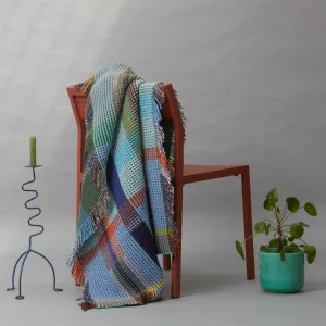 Wilding' Turquoise/Green 100% Merino Lambswool Honeycomb Throw