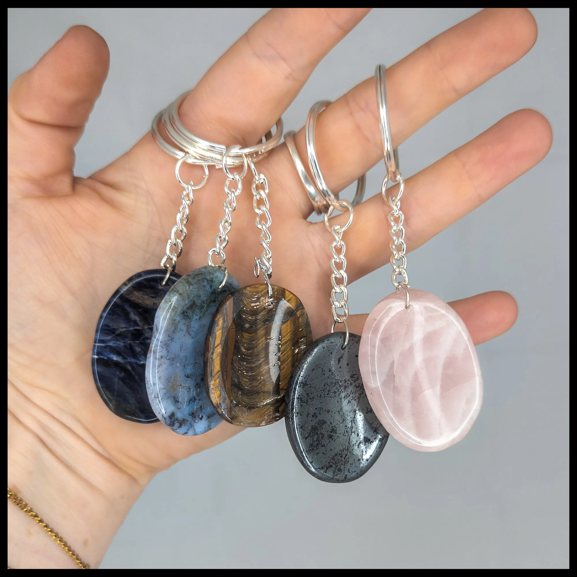 Worry Stone Tigereye Keychain