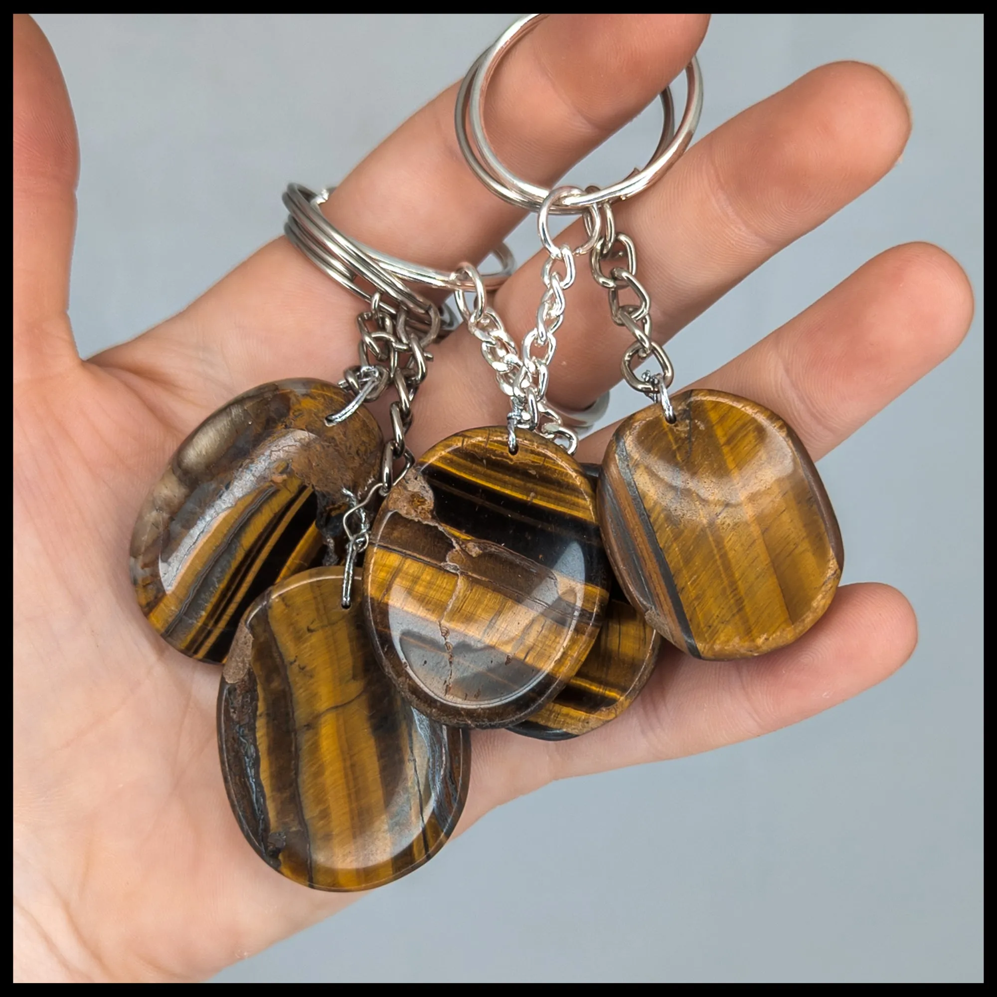 Worry Stone Tigereye Keychain