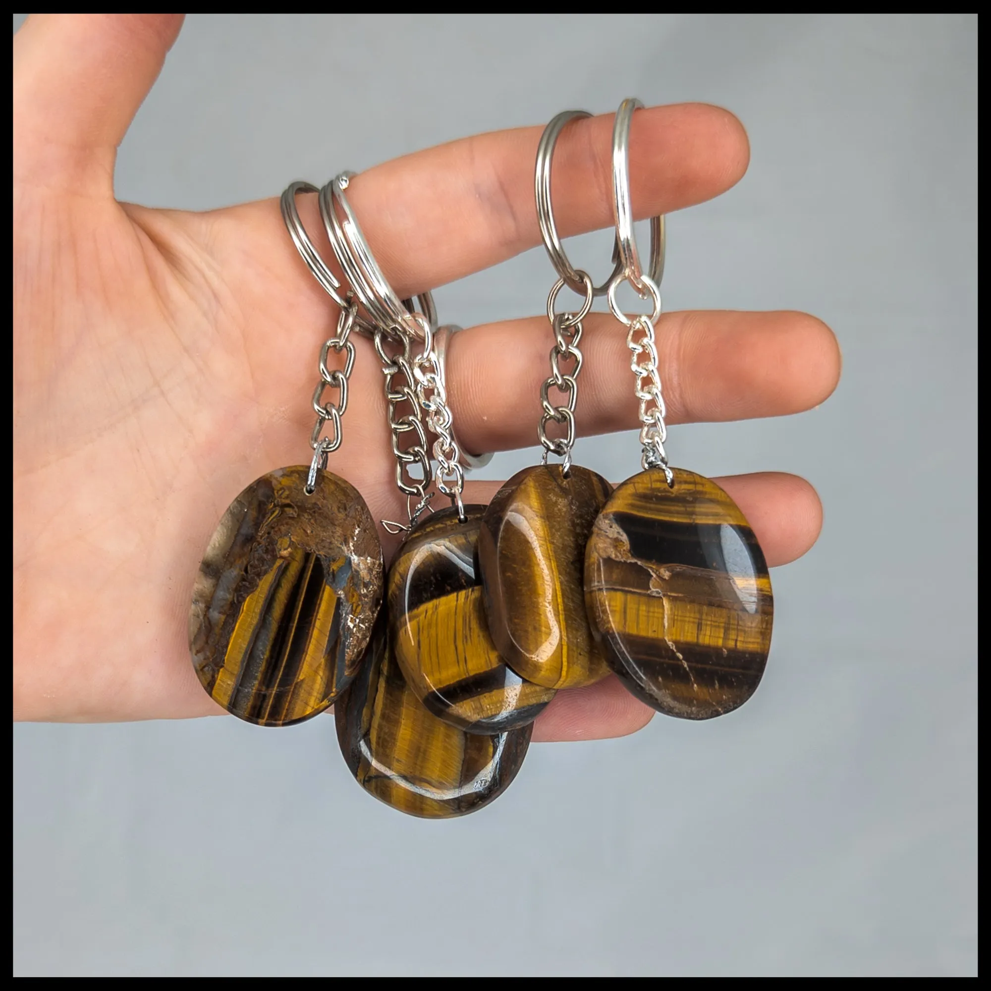 Worry Stone Tigereye Keychain
